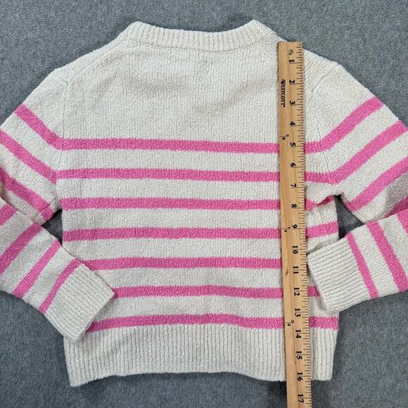 Crewcuts Factory Striped Slub Knit Sweater Girls Small 6/7 Crew Neck Pink CB142 - Picture 6 of 7